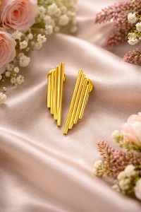 Premium Brass Rod Shape Earrings – Sleek & Minimal Jewellery Perfect for Office Wear