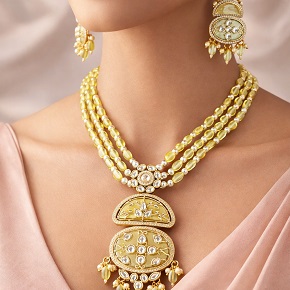 Luxury Handcrafted MOP Polki Necklace with Moissanite Stone Accents