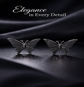 Midnight Sparkle Butterfly Stud Earrings